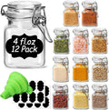 ComSaf Square Small Glass Spice Jars with Airtight Lids 4 oz 12 Pack Pantry