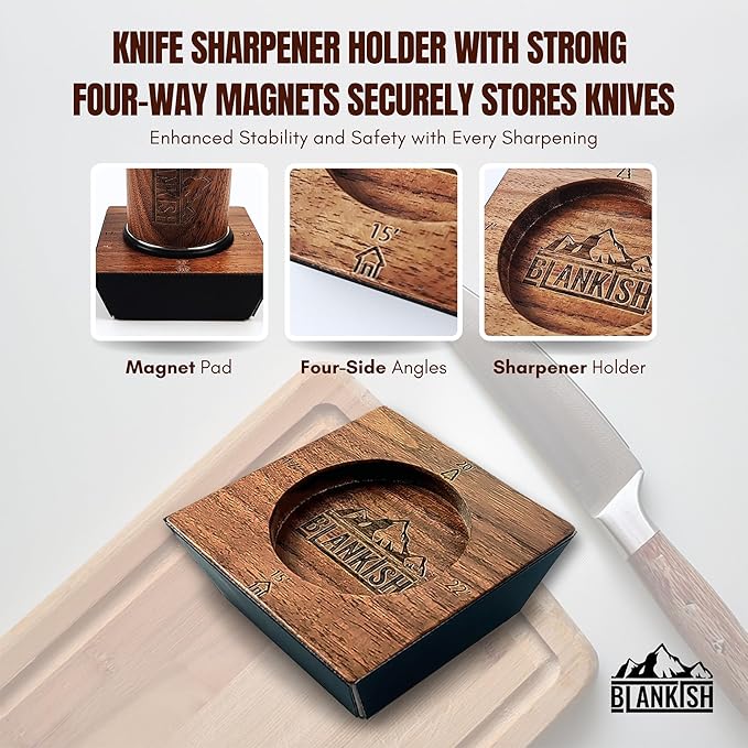 BLANKISH - Rolling Knife Sharpener - Professional Knife Sharpening Kit with 15° 17° 20° and 22° Base, Easy to Use