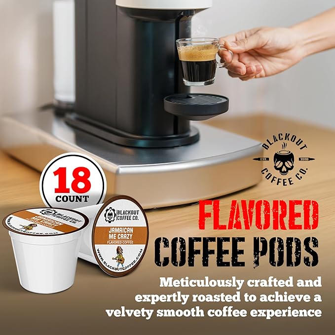 Blackout Coffee Jamaican Me Crazy Flavored Coffee Pods, 18 Count