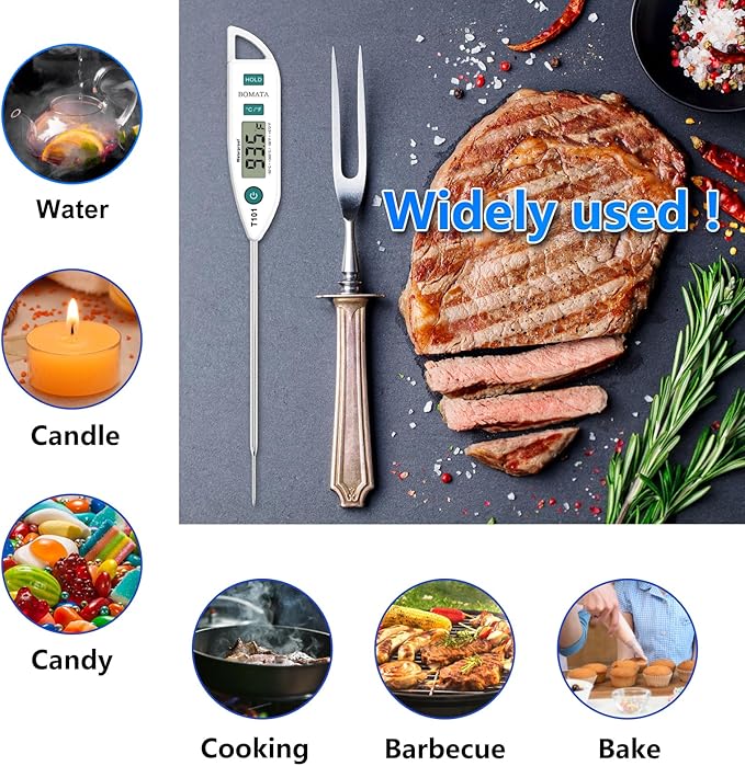 BOMATA Digital Water Thermometer for Liquid, Cooking, IPX7 Waterproof