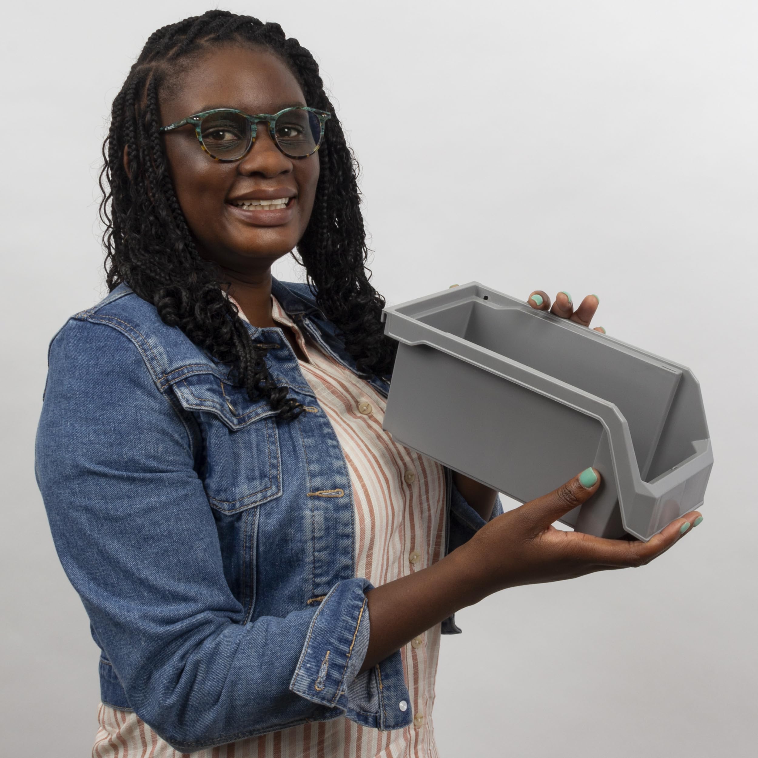 ReadySpace Medium Stackable Plastic Storage Bins, 8-Pack, Gray