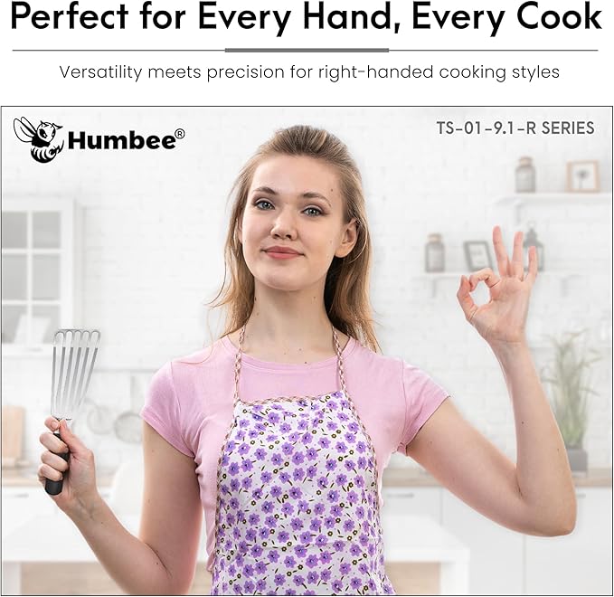 HUMBEE 9 Inches Fish Turner, Slotted Fish Spatula Dishwasher Safe NSF, Shovel Black