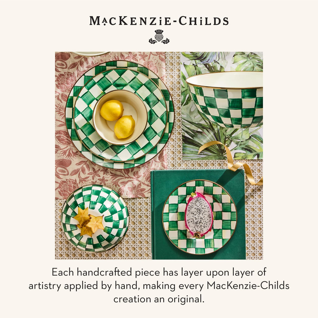 MACKENZIE-CHILDS Everyday Bowl, Medium, Green-and-White Emerald Check
