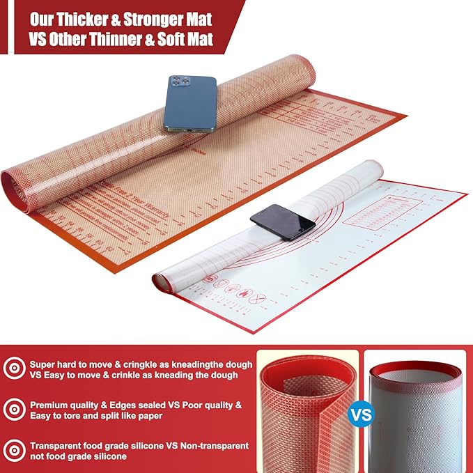 Silicone Pastry Mat 34X26 inch Baking mat Perfect for Dough, Pastry, Pie Crust, Fondant, Cookies, Bread, Pasta/Pizza,Pastry Board, Kitchen Counter Mat