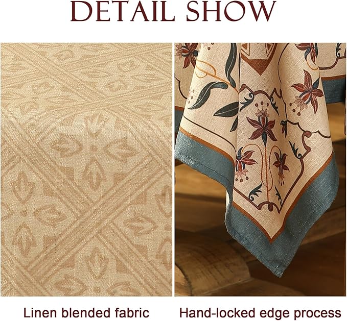 patdrea Designer French Linen Tablecloth,Rectangular,110"x63"-Fram