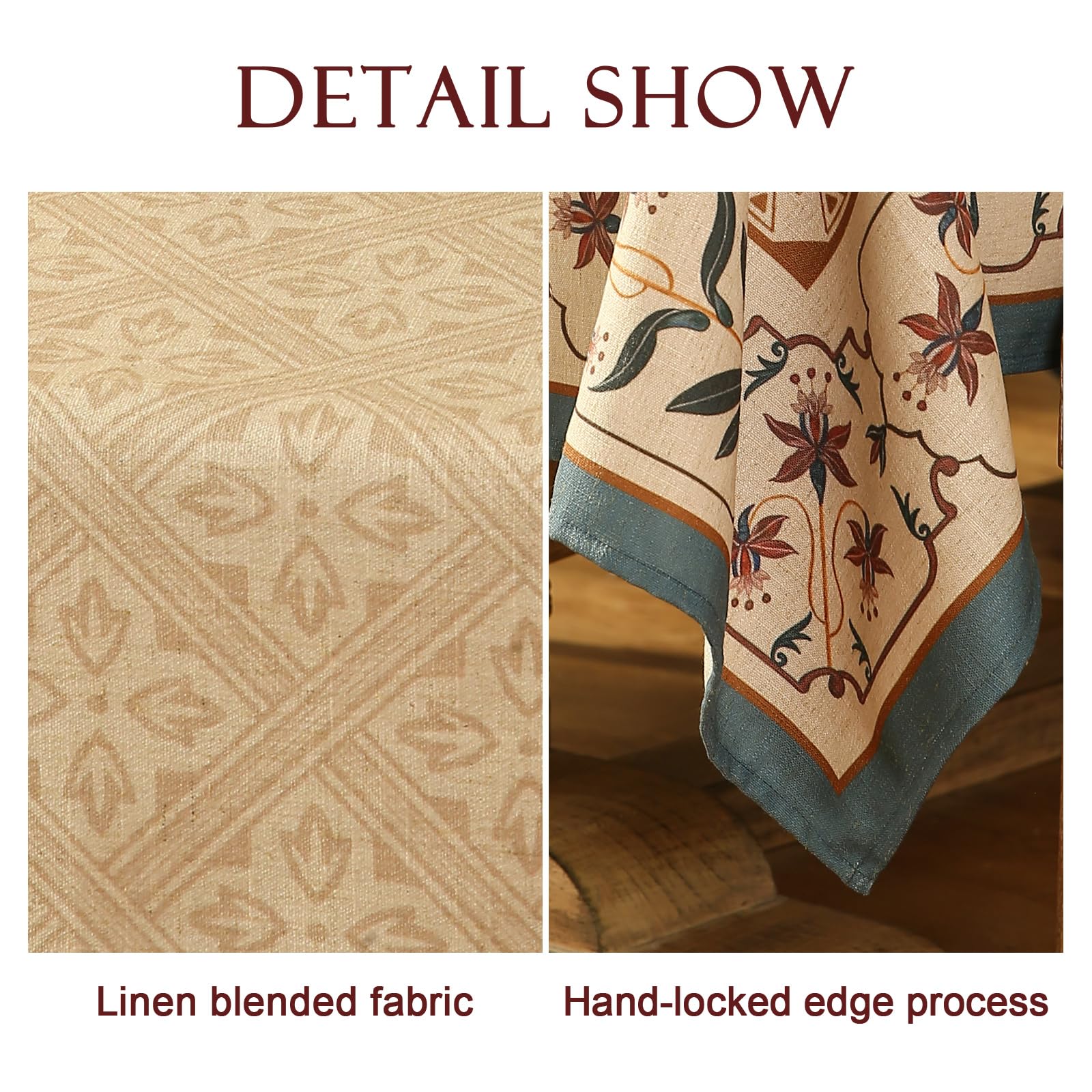 patdrea Designer French Linen Tablecloth,Square,55"x55"-Fram