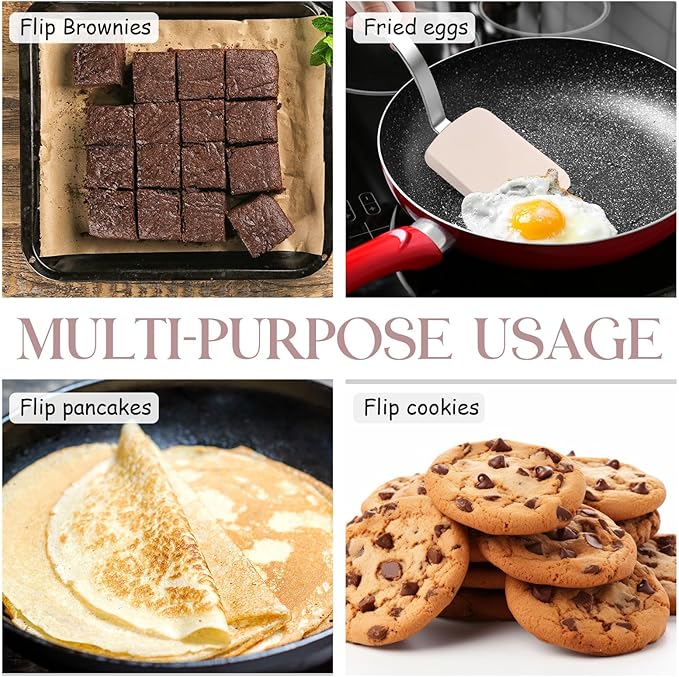 Yetene 2 Pcs Mini Silicone Cookie Brownie Spatula,Solid Flat,Khaki