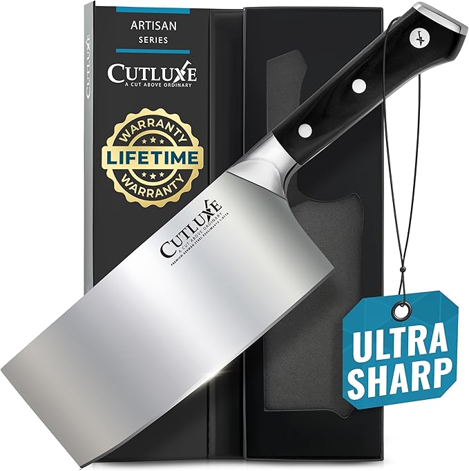 Cutluxe Cleaver Knife, 7" Meat Cleaver Butcher Knife for Meat Cutting