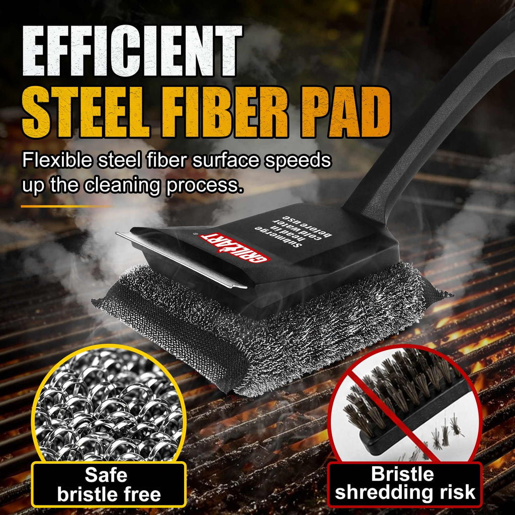 GRILLART Grill Brush Bristle Free, SteamWizards [Safe & Efficient] Grill Cleaner Brush for All Grill Grates, Replaceable Pad BBQ Grill Brush for Outdoor Grill, Grill Accessories, Gifts for Men/Dad