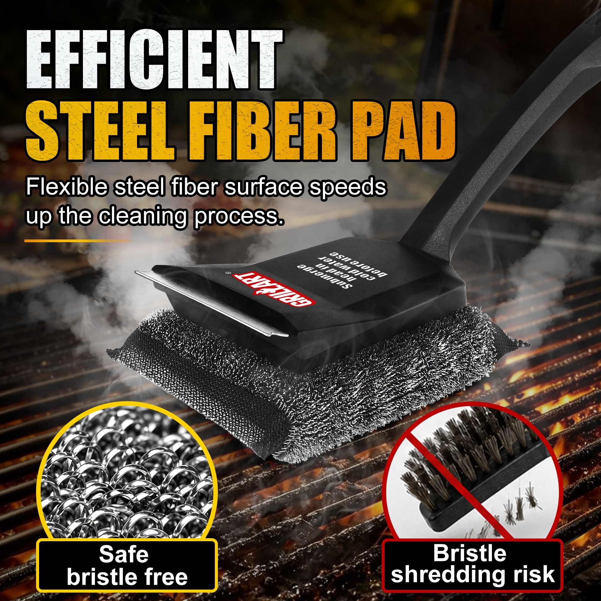 GRILLART Grill Brush Bristle Free, SteamWizards [Safe & Efficient] Grill Cleaner Brush for All Grill Grates, Replaceable Pad BBQ Grill Brush for Outdoor Grill, Grill Accessories, Gifts for Men/Dad