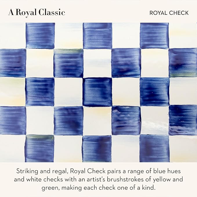 MACKENZIE-CHILDS Enamel Canister, Medium, Blue-and-White Royal Check