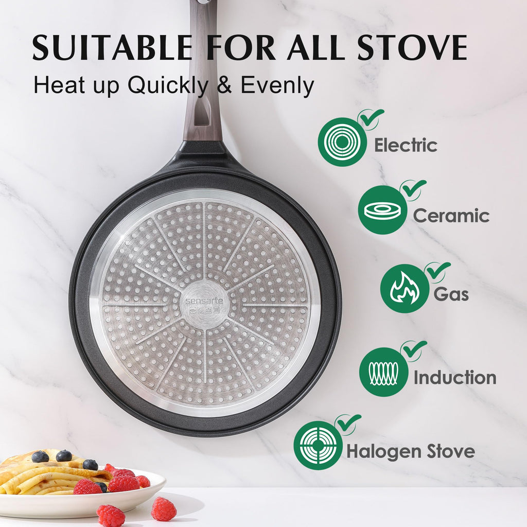 SENSARTE 10 Inch Nonstick Crepe Pan Granite Coating Pancake Pan Black
