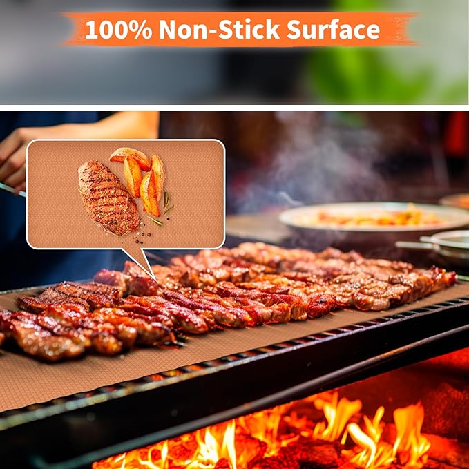 WIBIMEN Grill Mats for Outdoor Grill, Copper 9pcs Grill Mat