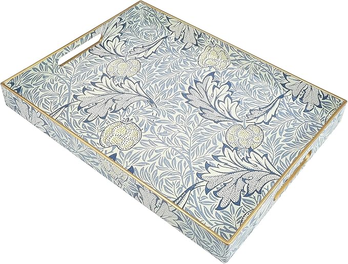 Omuriko Rectangle Plastic Serving Tray with Handles, Elegant Decorative Tray for Coffee Table, Ottoman, Living Room, Kitchen, and Outdoor Use. 12"*16"*1.6" F