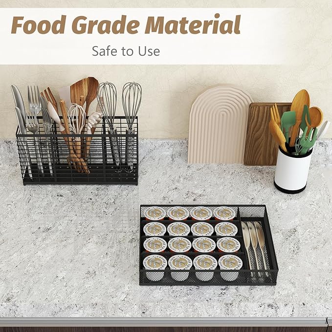Sedegn mesh silverware tray for drawer: 5 Compartments for Easy Sorting