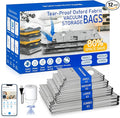 Heavy Duty Space Saver Vacuum Storage Bags with Pump & Smart Storage App, Reusable Oxford Fabric Vacuum Seal Bags for Bedding, Clothing, Blankets, Comforters & Travel Luggage(12 Pack)