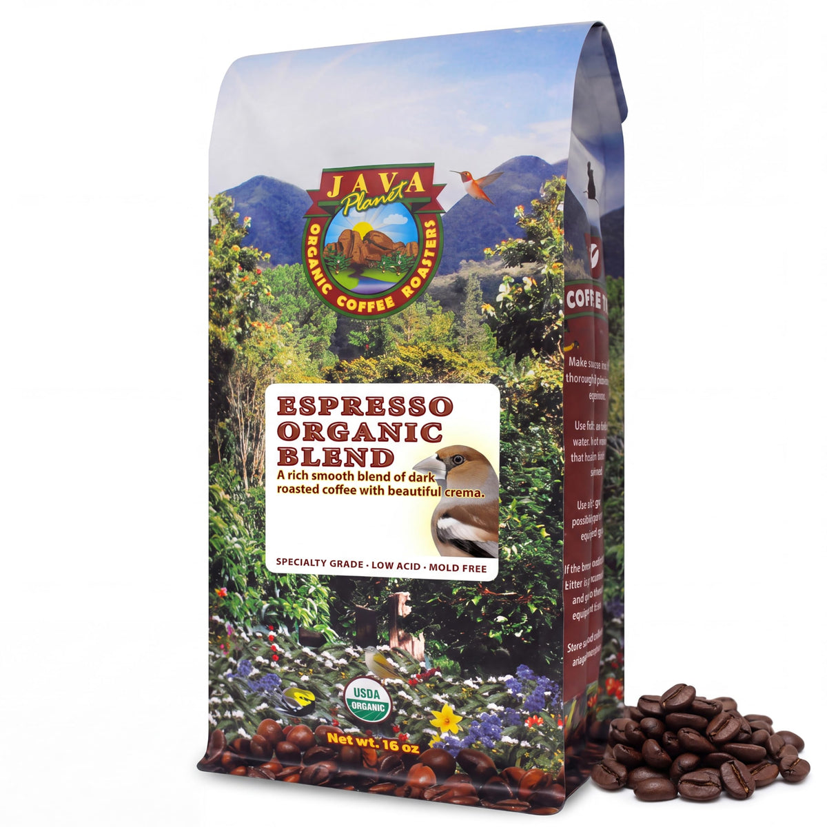 Java Planet Low Acid Organic Whole Bean Coffee, Papua New Guinea, 16 oz
