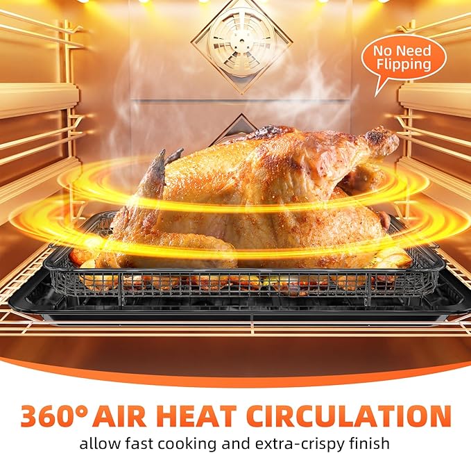 Air Fryer Basket, DEGOVIN 2 Set Large&Medium Oven Air Fryer Basket and Tray