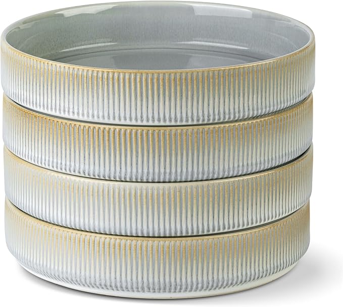 theterra 7.5" Ceramic Pasta Bowls Set of 4, Salad Bowls