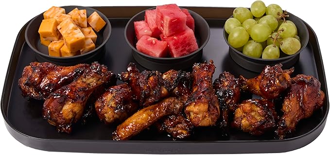 madesmart dipware 3 Bowl Serving Tray, Stackable & Removable Dip Bowls for Charcuterie, Guacomole, Snacks, Veggies, Premium Dishwasher & Microwave Safe, Multipurpose Plate & Bowl, Carbon