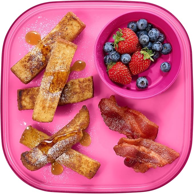Madesmart Dipware Reusable Dining Plate, Serving Tray for Appetizers and Snacks, Sandwiches, Hummus, Sauces, Stackable & Removable Dip Bowl, Pink