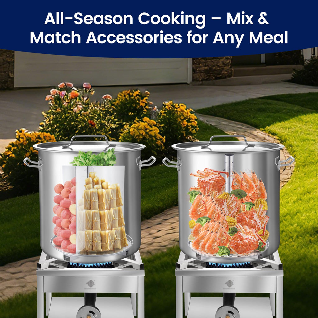 ARC 52QT Stainless Steel Stockpot for Crab Seafood Boiler w/Basket, 13Gal