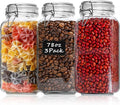 ComSaf Large Square Glass Jars with Airtight Lids 78 oz 3 Pack Wide Mouth