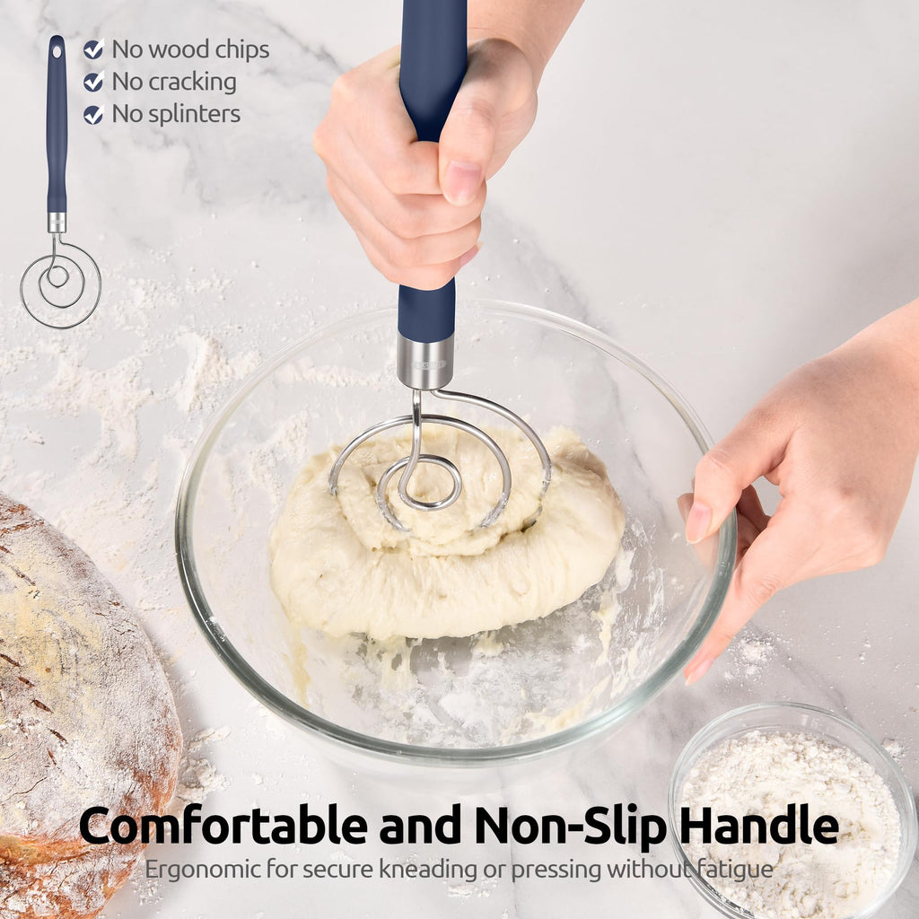 U-Taste Danish Dough Whisk 18/8 Stainless Steel Mixer Tool, Midnight Blue