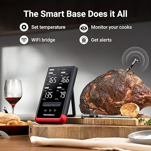ThermoMaven WiFi Wireless Meat Thermometer, 4 Probes, Smart Base, 6 Sensors