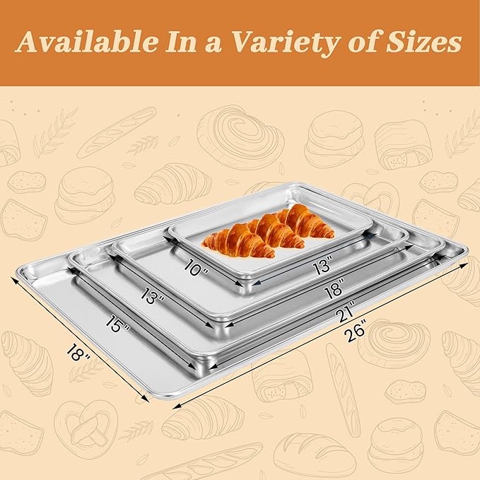 STEELUS 12 Pack Half Size Aluminum Baking Sheet Pans, 18"x13"