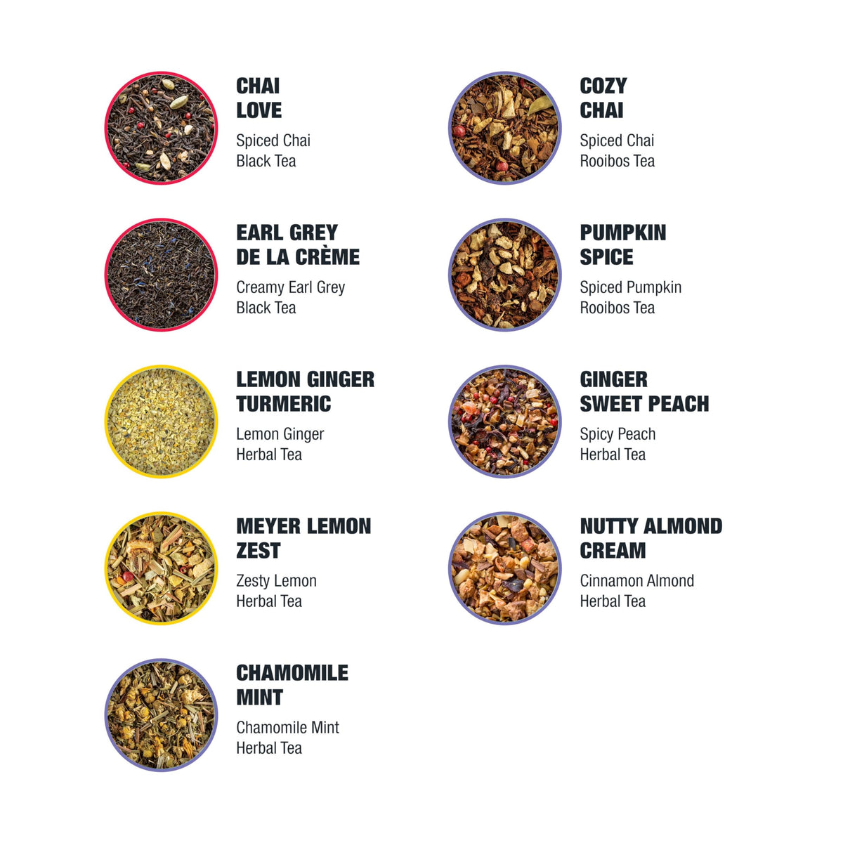 Tiesta Tea Fall Medley Dry Flight Set – Assorted Herbal, Black, Chai