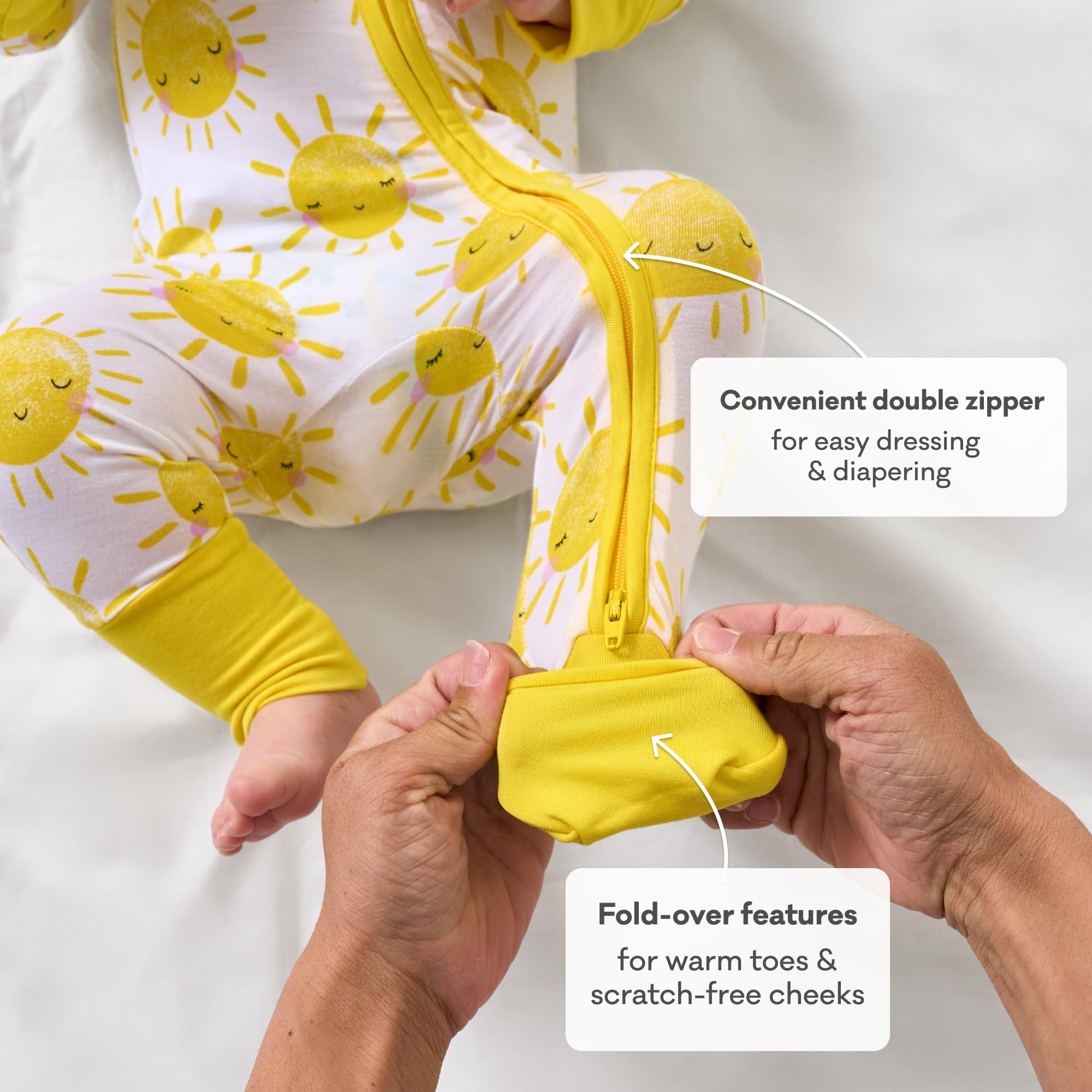 Little Sleepies Baby Pajamas, Sunshine, 12-18M