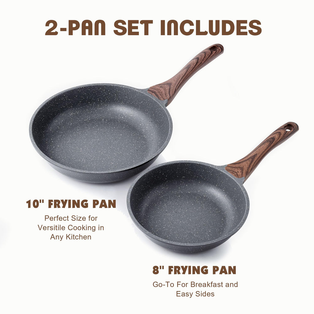 SENSARTE Nonstick Frying Pans, Grey(8+10 Inch)