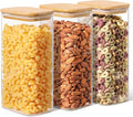 ComSaf Glass Storage Containers With Lids 1.8 Qt, 3 Pack Pantry Organizers