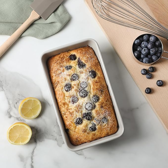 Martha Stewart Gallen 9 Inch Nonstick Carbon Steel Loaf Pan – Cool Grey, Durable Bakeware for Even Baking and Easy Release