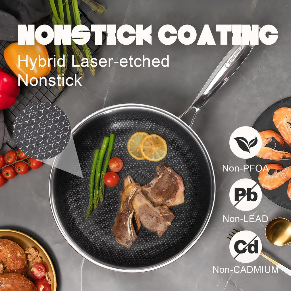 RisenutX Hybrid 12 inch Stainless Steel Non Stick Skillet