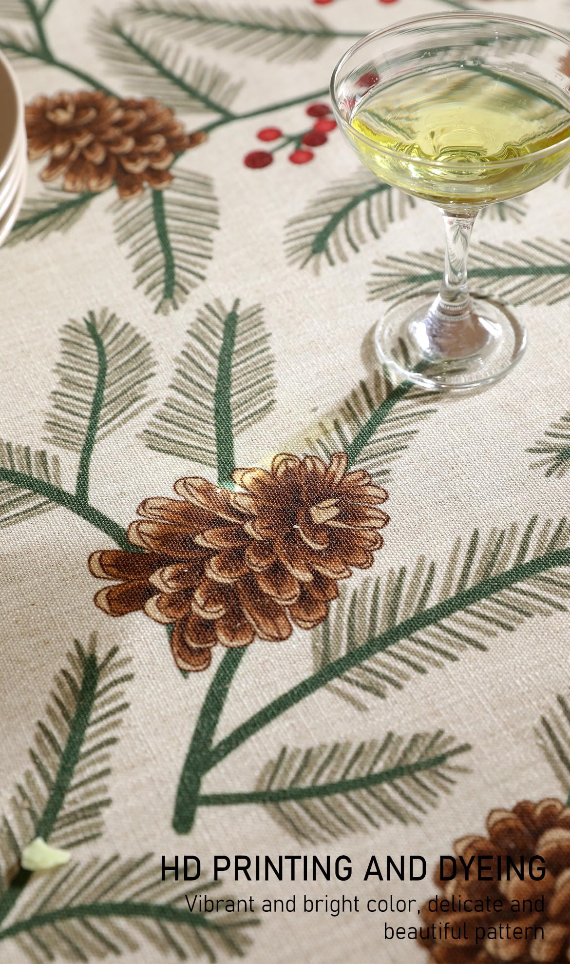 ISAENNE Designer Vintage Linen Rectangular Tablecloth,79"x55"-Carol B