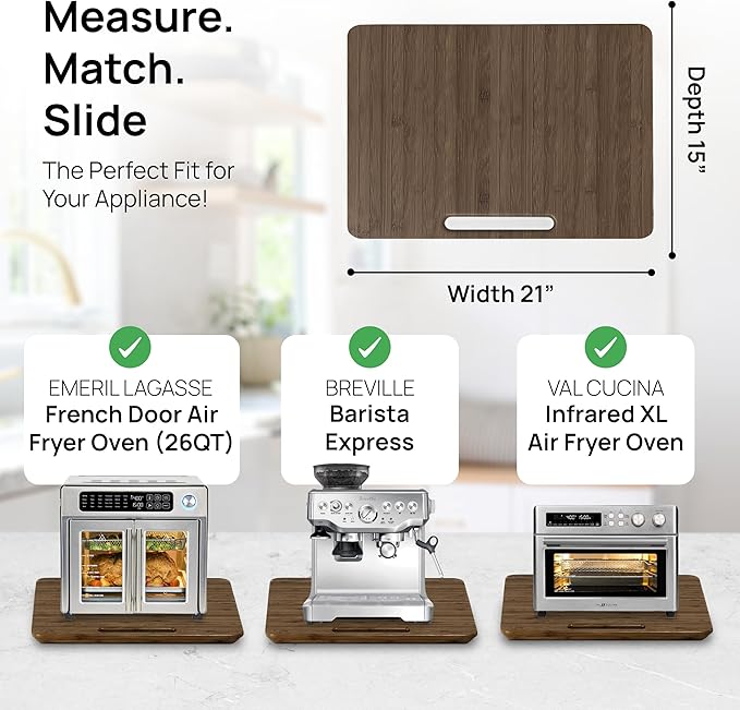 Ibyx Appliance Slider, Sliding Tray for Coffee Maker, 21 x 15 in, Brown