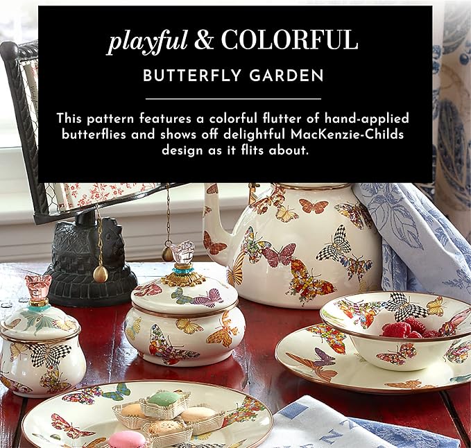 MACKENZIE-CHILDS Enamel Dessert Plate, Butterfly Garden