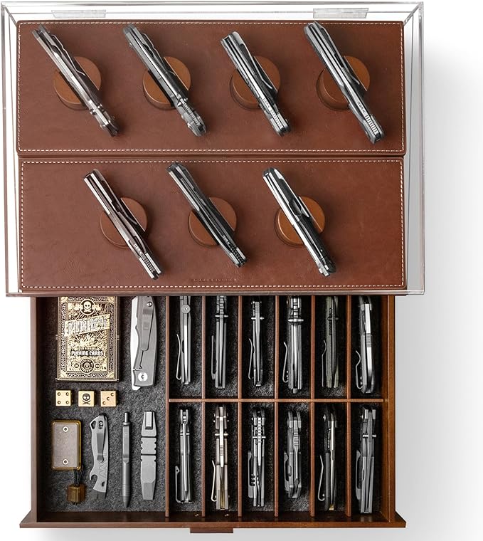 Holme & Hadfield 30 Knife Wooden Pocket Knife Display Case with Drawer