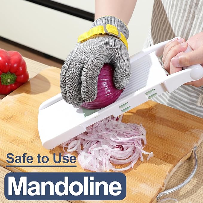 Dowellife Comfortable ANSI A9 Cut Resistant Glove Food Grade, Mesh Metal Kithcen Glove for Chef Oyster Shucking Mandoline Knife Butcher Meat Cutting(Large-3 Pcs)