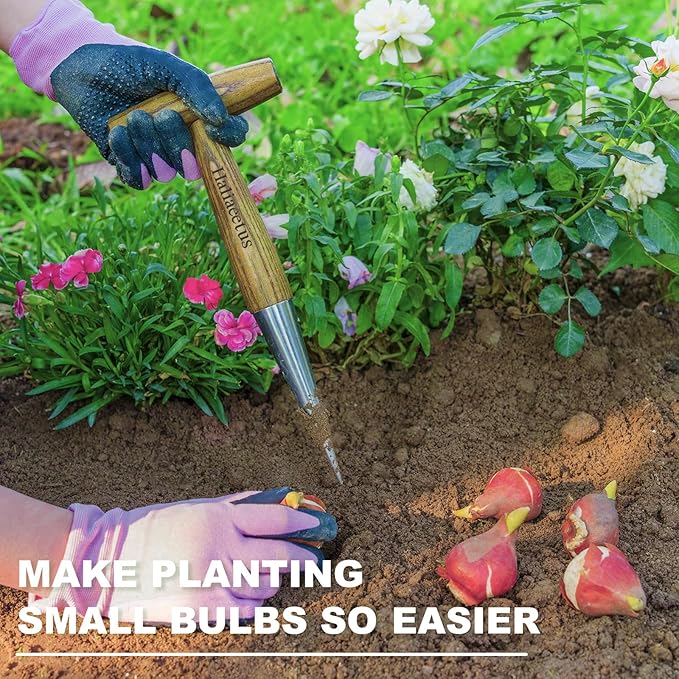 Haliaeetus Dibber Garden Tool, Stamped Stainless Steel Tip Seed Dibber