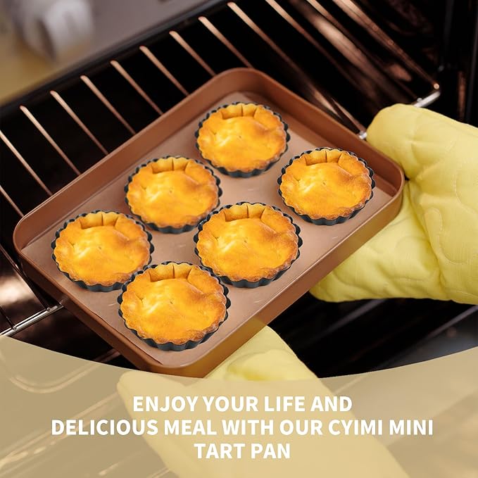 FARQAN 12 pcs Egg Tart Molds, 3" Mini Tart Pans Removable Bottom, Cupcake Cake Muffin Mold Tin Pan Baking Tool, Reusable Quiche Bakeware Carbon Steel for Pies, Quiche, Cheese Cakes, Desserts