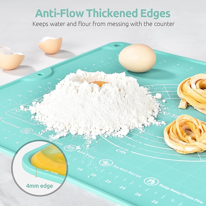 U-Taste Silicone Pastry Mat, Dough Rolling Baking Sheet, 16"x20", Aqua Sky