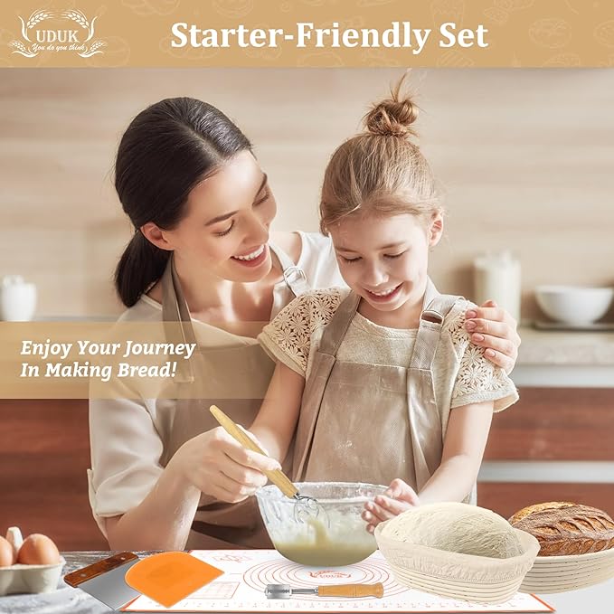 UDUK Sourdough Baking Kit, 2 Oval Banneton Proofing Basket Set
