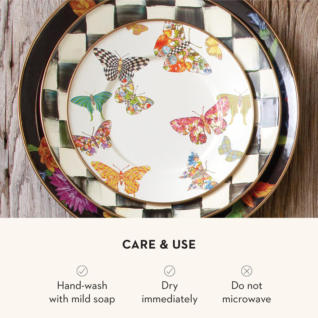 MACKENZIE-CHILDS Enamel Dessert Plate, Butterfly Garden
