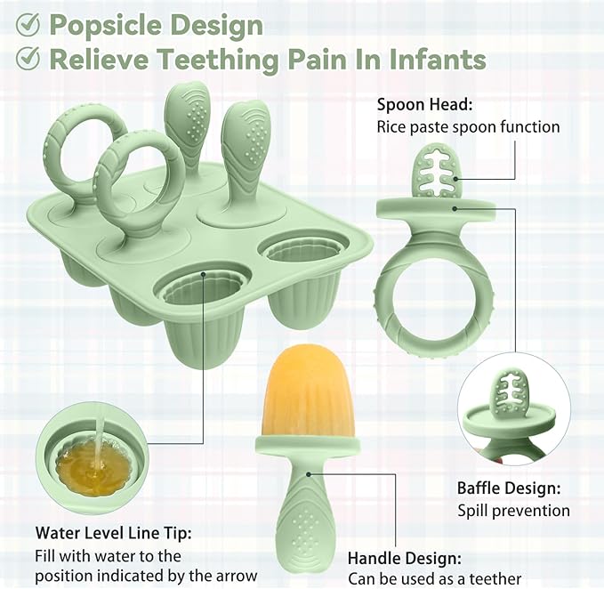 Silicone Toddlers Popsicle Molds with Sticks