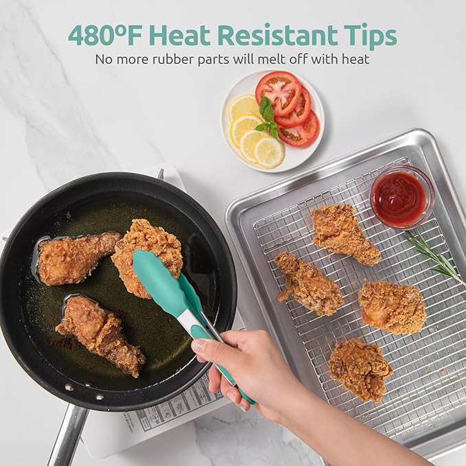 U-Taste Kitchen Tong for Cooking, 480ºF Heat-Resistant Tps, 7in/Aqua Sky