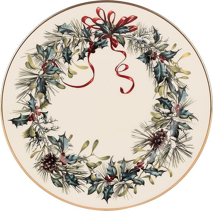 Lenox Winter Greetings Porcelain Christmas Salad Plate Set for 4