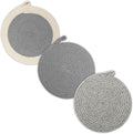Encasa XO Round Trivet Mats, Heat Resistant Cotton 7" Grey Combo